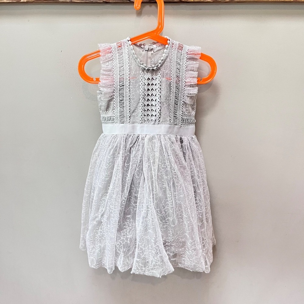 Trish Scully Clarissa Dress Silvery Gray - Girls‎ Size 2